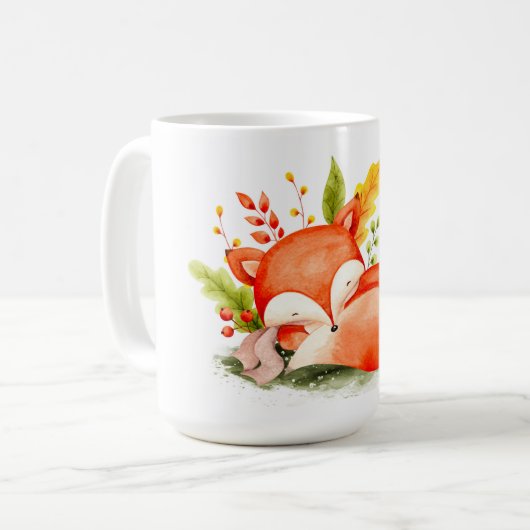 Cute Autumn Fox Coffee Mok (Voorkant links)