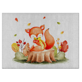 Cute Autumn Fox Cutting Board Snijplank