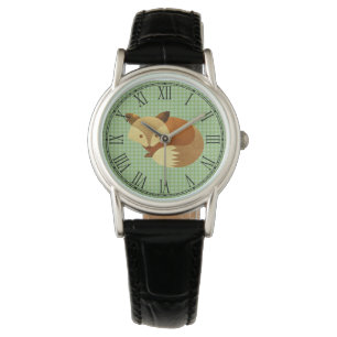 Cute Autumn Fox Horloge