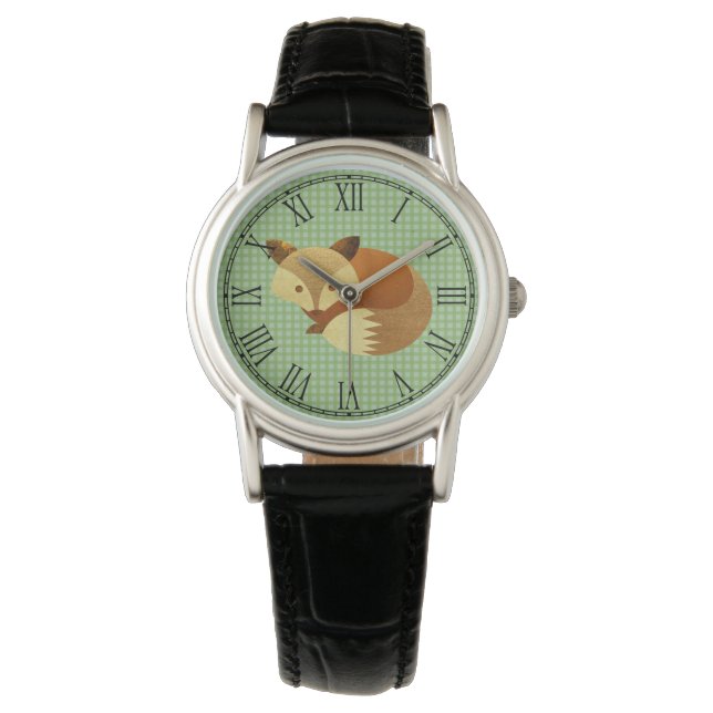 Cute Autumn Fox Horloge (Voorkant)