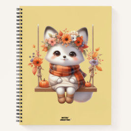 Cute Autumn Fox Kawaii Floral Cottagecore Notitieboek