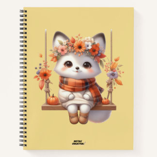 Cute Autumn Fox Kawaii Floral Cottagecore Notitieboek