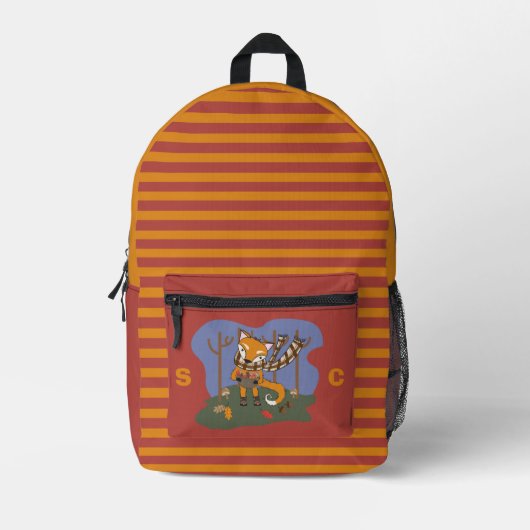 Cute Autumn Fox Kid Backpack with Initials Bedrukte Rugzak (Voorkant)