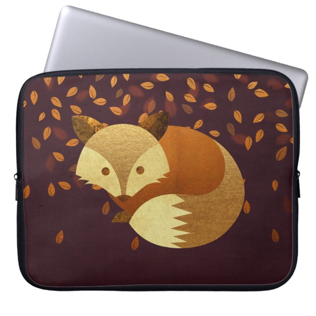 Cute Autumn Fox Laptop Sleeve (Voorkant)
