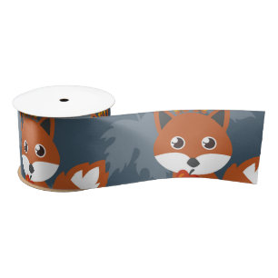Cute Autumn Fox Pattern Satijnen Lint