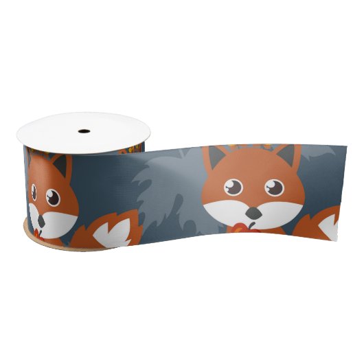 Cute Autumn Fox Pattern Satijnen Lint (Spoel)