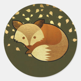 Cute Autumn Fox Ronde Sticker