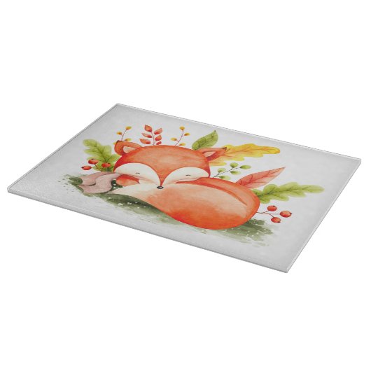 Cute Autumn Fox Snijplank (Hoek)