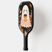 Cute Autumn Ghost with Pumpkin Coffee – Cozy Fall  Pickleball Paddle (Links)
