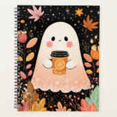 Cute Autumn Ghost with Pumpkin Coffee – Cozy Fall  Planner (Voorkant)