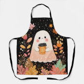 Cute Autumn Ghost with Pumpkin Coffee – Cozy Fall  Schort (Voorkant)