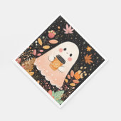 Cute Autumn Ghost with Pumpkin Coffee – Cozy Fall  Servet (Hoek)