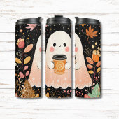 Cute Autumn Ghost with Pumpkin Coffee – Cozy Fall  Thermosbeker