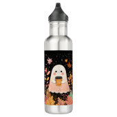 Cute Autumn Ghost with Pumpkin Coffee – Cozy Fall  Waterfles (Rechts)