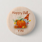 Cute Autumn Gnome in Pumpkin Patch Ronde Button 5,7 Cm (Voorkant)