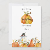 Cute Autumn Halloween Pumpkin Birthday Invitation Kaart (Voorkant)