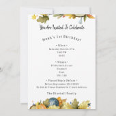 Cute Autumn Halloween Pumpkin Birthday Invitation Kaart (Achterkant)