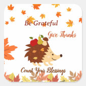 Cute Autumn Hedgehog Fall Harvest Sticker (Voorkant)