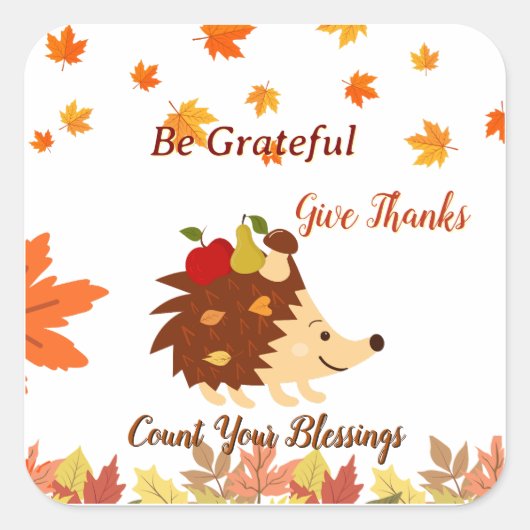 Cute Autumn Hedgehog Fall Harvest Sticker (Voorkant)