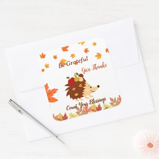 Cute Autumn Hedgehog Fall Harvest Sticker (Envelop)