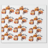 Cute Autumn Hedgehog with Harvest Ladder Illustrat Cadeaupapier (Vlak)