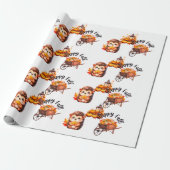 Cute Autumn Hedgehog with Harvest Ladder Illustrat Cadeaupapier (Uitgerold)