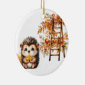 Cute Autumn Hedgehog with Harvest Ladder Illustrat Keramisch Ornament (Rechts)