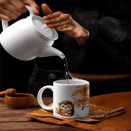 Cute Autumn Hedgehog with Harvest Ladder Illustrat Mok