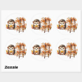 Cute Autumn Hedgehog with Harvest Ladder Illustrat Ronde Sticker (Vel)