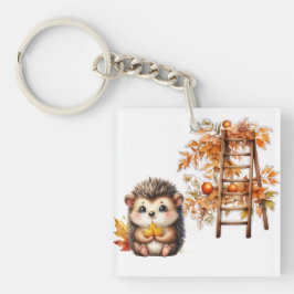 Cute Autumn Hedgehog with Harvest Ladder Illustrat Sleutelhanger