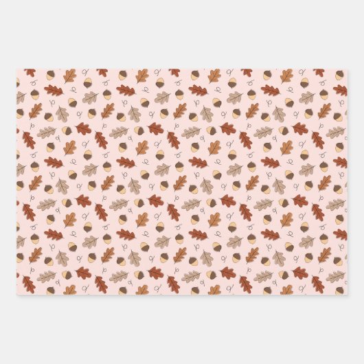 Cute Autumn Leaves & Nuts Pattern Inpakpapier Vel (Voorkant)