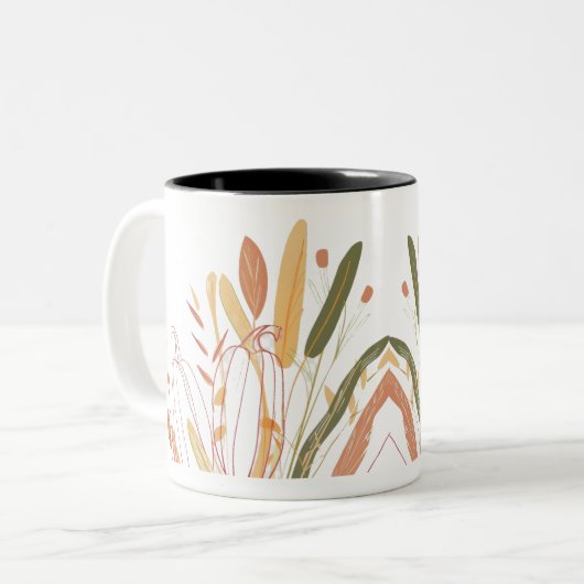 Cute Autumn Leaves Pattern Tweekleurige Koffiemok (Voorkant links)