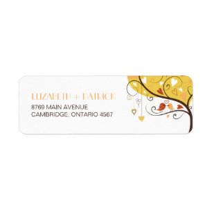 Cute Autumn Lovebird Wedding Return Address Label