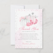 Cute Autumn Pink Pumpkin Herfst Floral Baby shower Bedankkaart (Voorkant)