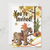 Cute Autumn Pony and Crows Herfst Horse Birthday Kaart (Voorkant)