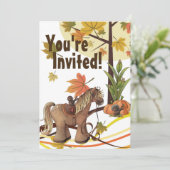 Cute Autumn Pony and Crows Herfst Horse Birthday Kaart (Staand voorkant)