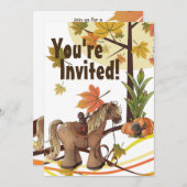 Cute Autumn Pony and Crows Herfst Horse Birthday Kaart (Voorkant / Achterkant)