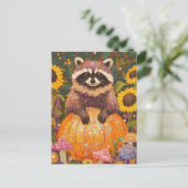 Cute Autumn Raccoon Briefkaart (Staand voorkant)