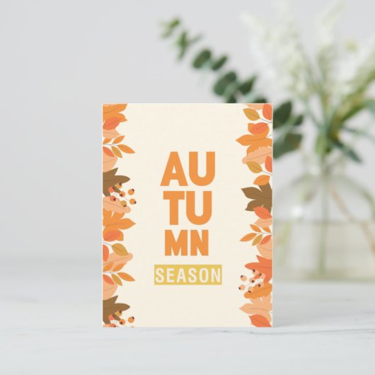 Cute Autumn Season with Leaves Feestdagenkaart (Staand voorkant)