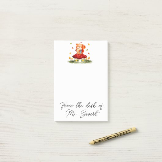 Cute Autumn Squirrel Post-it® Notes (Op bureau)