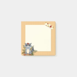 Cute Autumn Time Raccon 3" x 3" Post-it® notes