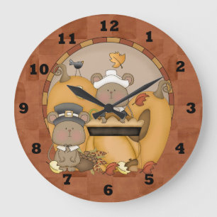 Cute Autumn Wall Clock Grote Klok