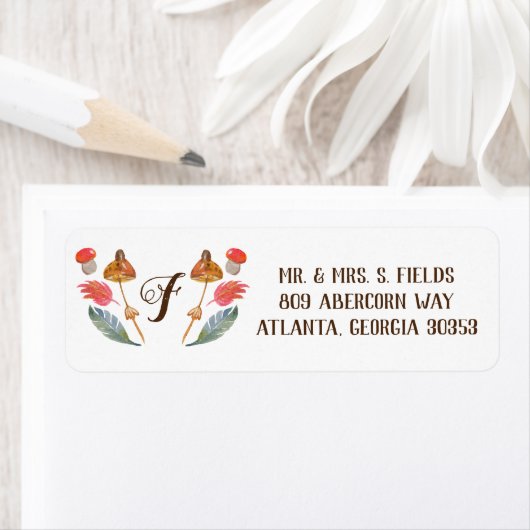 Cute Autumn Waterverf Wreator Monogram Etiket (Insitu)