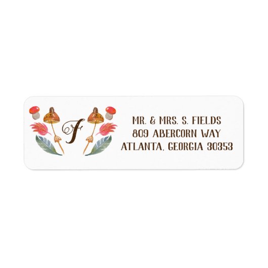 Cute Autumn Waterverf Wreator Monogram Etiket (Voorkant)