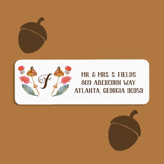 Cute Autumn Waterverf Wreator Monogram Etiket