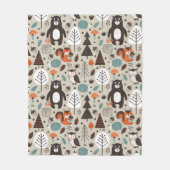 Cute Autumn Woodland Animals Pattern Fleece Deken (Voorkant)