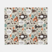Cute Autumn Woodland Animals Pattern Fleece Deken (Voorkant (Horizontaal))