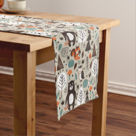 Cute Autumn Woodland Animals Pattern Korte Tafelloper