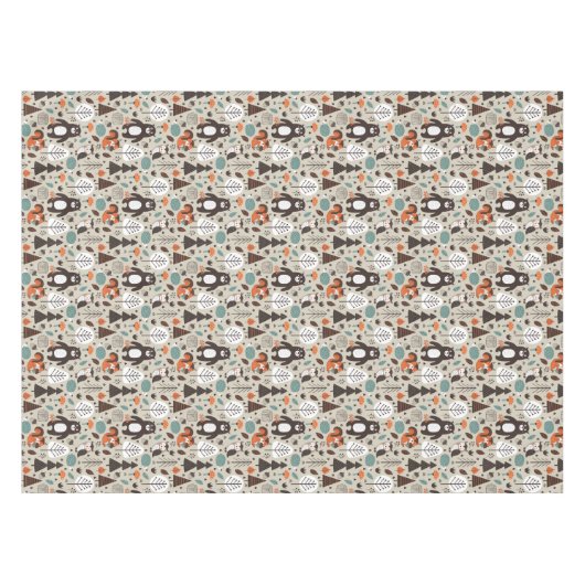 Cute Autumn Woodland Animals Pattern Tafelkleed (Voorkant (Horizontaal))