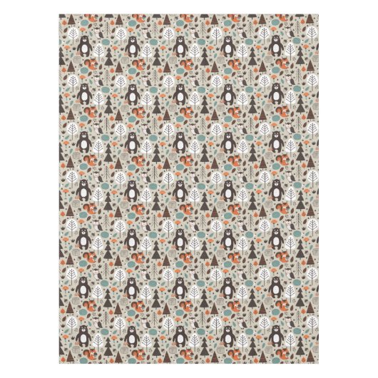 Cute Autumn Woodland Animals Pattern Tafelkleed (Voorkant)